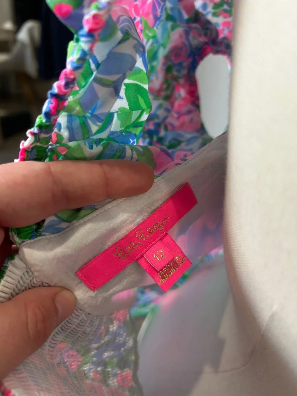 Lily Pulitzer Floral Puff-Sleeve Square Neck Top - Pink & Green